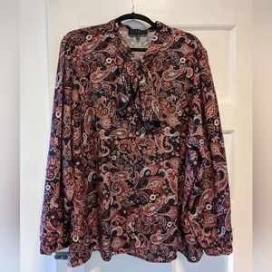 Eloquii Paisley Tie Neck Blouse Size 26